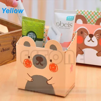 Cute Kačių Animacinių filmų Popieriniai Raštinės reikmenys Makiažas Kosmetikos Stalas Organizatorius Laikymo Dėžutė 