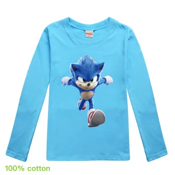 Merginos Viršūnes Kaukolė Long Sleeve T-shirt Medvilnės Animacinių filmų Sonic The Hedgehog Bamblys Marškiniai, Vaikiški Drabužiai Mergaitėms nuo 8 Iki 12 Kūdikių Drabužiai.