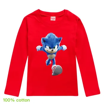 Merginos Viršūnes Kaukolė Long Sleeve T-shirt Medvilnės Animacinių filmų Sonic The Hedgehog Bamblys Marškiniai, Vaikiški Drabužiai Mergaitėms nuo 8 Iki 12 Kūdikių Drabužiai.