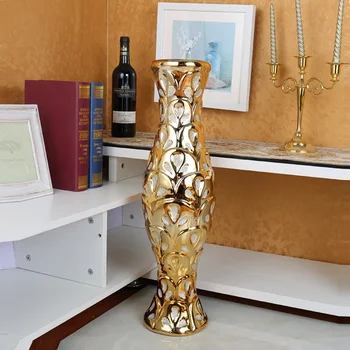 61CM Keramikos Vaza Gėlių Ornamentu Puodą Prabangių Gėlių Vaza Figūrėlės Keramikos Amatai Europos Namų Dekoro Kabineto Apdaila R4330