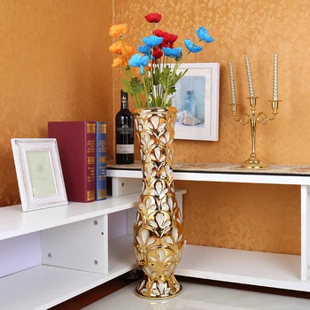 61CM Keramikos Vaza Gėlių Ornamentu Puodą Prabangių Gėlių Vaza Figūrėlės Keramikos Amatai Europos Namų Dekoro Kabineto Apdaila R4330