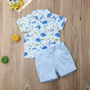 2019 m. Vasarą naujų Drabužių Rinkiniai berniukas Medvilnės atsitiktinis vaikų dėvėti Kūdikių Berniukų Suknelė marškinėliai+ Šortai, Kelnės 2 Vnt Drabužių Rinkiniai