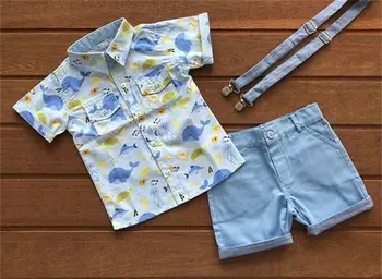 2019 m. Vasarą naujų Drabužių Rinkiniai berniukas Medvilnės atsitiktinis vaikų dėvėti Kūdikių Berniukų Suknelė marškinėliai+ Šortai, Kelnės 2 Vnt Drabužių Rinkiniai