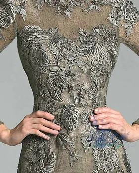 2016 Naujų O-Kaklo, ilgomis Rankovėmis Motina Nuotakos Suknelės kristalų duobute Elegantiškas Nėrinių Appliques Suknelė Motina Vestuvėms