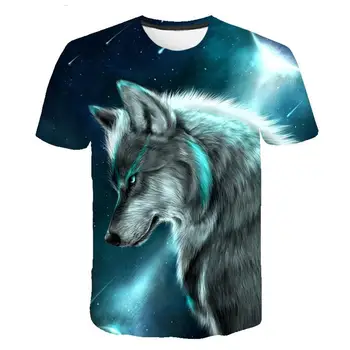 Vasaros marškinėliai Vyrams Streetwear Apvalios Kaklo trumpomis Rankovėmis Tees Viršūnes Juokinga Gyvūnų Vyrų Drabužiai Atsitiktinis Wolf 3D Spausdinimo Marškinėlius