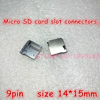 10vnt/Daug 9pin Micro SD kortelės lizdas jungtys, dydis 14*15mm TF kortelė denio, tinka telefoną, planšetinį kompiuterį, Transporto priemonės Navigacijos pop-up