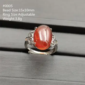Natūrali Oranžinė Raudona Granato Kristalų Reguliuojamas Žiedo 15x10mm 925 Sterlingas Sidabro Mados Žiedas Ovalo formos Granulių Akmens AAAAA