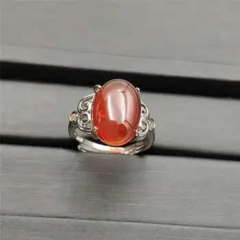 Natūrali Oranžinė Raudona Granato Kristalų Reguliuojamas Žiedo 15x10mm 925 Sterlingas Sidabro Mados Žiedas Ovalo formos Granulių Akmens AAAAA