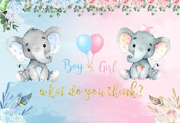 HUAYI dramblys lyčių atskleisti šalies Fone berniukas ar mergaitė, rausvos arba mėlynos spalvos gėlių gimtadienio Foto Fone reklama plakatas W-2209