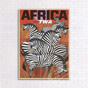David Klein TWA Africa, Zebra Dizainas, Paveikslai Tapyba Retro Vintage 
