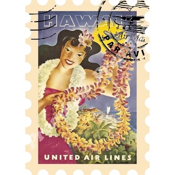 Havajai suvenyrų magnetas derliaus turizmo plakatas