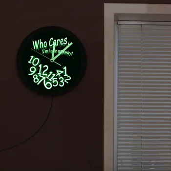 Kam Rūpi, aš Vėlai Vistiek Nuotaikos Neoninis Ženklas Office Sieninis Laikrodis su LED apšvietimo Sienos Žiūrėti Modernus Dizainas Procrastinators Dovana