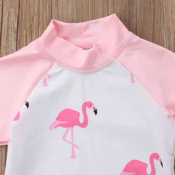 Kūdikiams, Kūdikių Rashguard Plaukimo Maudymosi Kostiumėlį, Maudymosi Kostiumą, Flamingo Suknelė Ilgomis Rankovėmis