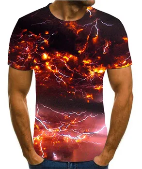 2020 naujas 3D T-shirt žaibo spausdinti vyrų vasaros mados gražus T-shirt laisvalaikio prekės medvilninių vyriškų drabužių s-6xl
