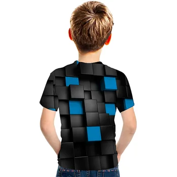 Berniukai Unikalų Aikštės Marškinėliai Psichodelinio 3D t-shirt 3D Atspausdintas Viršūnes Berniukai Streetwear Drabužius Paauglys Vaikų Viršūnės Vasarą Tees