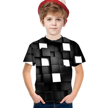 Berniukai Unikalų Aikštės Marškinėliai Psichodelinio 3D t-shirt 3D Atspausdintas Viršūnes Berniukai Streetwear Drabužius Paauglys Vaikų Viršūnės Vasarą Tees