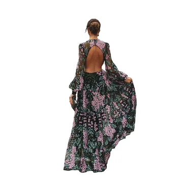 Elegantiškas Moterų Vasaros Suknelė 2020 Įgulos Kaklo Backless Skraiste Klubas Sexy Ilga Suknelė Lady Slim Spausdinti Suknelė Ilga Suknelė