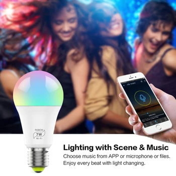 WiFi Smart Lemputės Šviesos Srautą Galima Reguliuoti Spalvotų Wake-Up Lights Nr. Stebulės Reikia Suderinama Su Alexa 