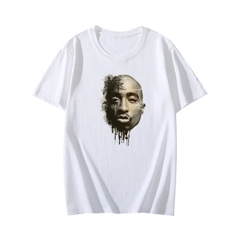 Tupac 2PAC T - shirt Vyrai Hip-Hop Streetwear Harajuku Vintage Marškinėliai Grafinis Atspausdintas Atsitiktinis Trumpas Rankovės medvilnės tendencija Tee