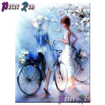 Diamond dažymo Mergina, važiuojant dviračiu 