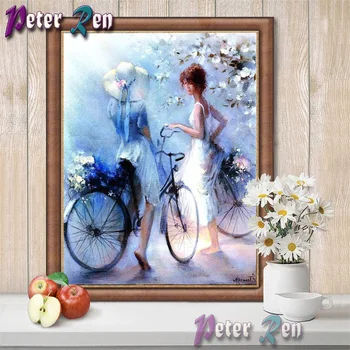 Diamond dažymo Mergina, važiuojant dviračiu 