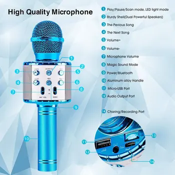 KTV Bevielis Karaoke Handheld Microphone USB Grotuvas Mikrofonas Garsiakalbis Nešiojamų Kalėdų Birtay Namuose, Šaliai, Rankinės Microfone