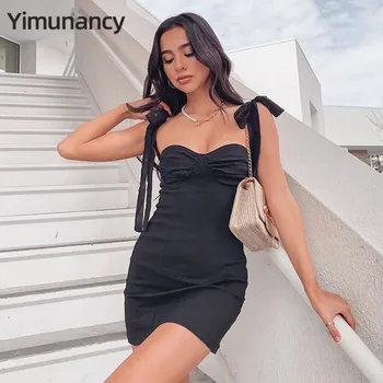 Yimunancy Off Peties Suknelė Moterims Peteliškę Rankovių Bodycon Suknelė 2020 Ponios Backless Šalis Suknelė Vestidos