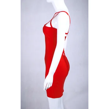 Nauja siunta iki 2016 m. moterų suknelės, seksualus įžymybė mini raudona balta juoda tvarstis suknelė spageti dirželis klubas bodycon šalis suknelė
