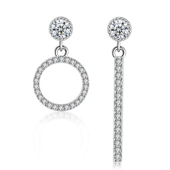 925 sterlingas sidabro mados blizga kristalų geometrinis dizainas stud auskarai moterims, didmeninė papuošalai Kalėdų dovana pigu