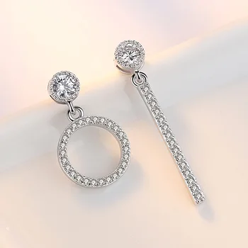 925 sterlingas sidabro mados blizga kristalų geometrinis dizainas stud auskarai moterims, didmeninė papuošalai Kalėdų dovana pigu