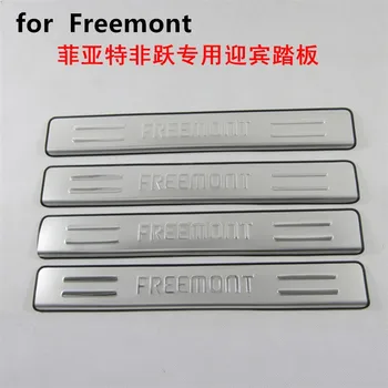Aukštos kokybės Nerūdijančio plieno Durų Slenksčio Nusitrinti Plokštė, skydas lcd žingsnis raštas riba FIAT Freemont 2012-M. Automobilio stiliaus