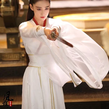 Naujausias TV Play Sienos-Miesto Palaidūnas Zhang XunYu Patį Dizainą Hanfu Kardas Moterų Kryžius-lyčių Balta Herojė Veiklos Kostiumas
