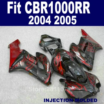 Įpurškimo pelėsių populiariausi lauktuvės komplektas Honda CBR1000RR 04 05 raudona liepsna juodi purvasargiai nustatyti CBR1000RR 2004 m. 2005 m GB47