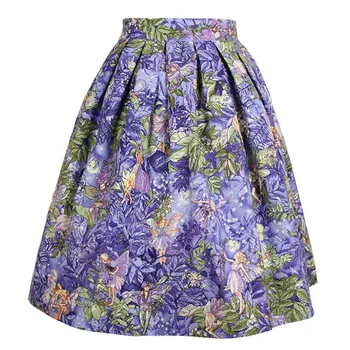 40 - derliaus 50s violetinė vedlys spausdinimo plisuotos swing sijonas rockabilly pin up sijonai plius dydis 4xl saia faldas