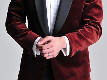 Bordo Aksomo Slim Fit2018Groom Tuxedos Vestuvių Kostiumą Užsakymą Groomsmen Geriausią Vyro Prom Kostiumai, Juodos Kelnės Striukė+Kelnės+Bowtie