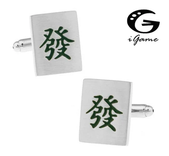 IGame Gamyklos Kainų Mažmeninės prekybos vyriškos rankogalių segtukai, Žalios Spalvos Žalvario Matrial Mahjong Dizaino Rankogalių segtukai