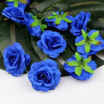 Royal Blue Netikrą gėlės vadovai Urmu Dirbtinio Šilko Mini Rožė Gėlių Galvos Vestuvių Namų Puošybai 