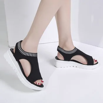 Moterų Sandalai 2020 Naujus Moteriškus Batelius Moterims Vasaros Pleišto Komfortą Ponios Sandalai Butas Slingback Sandalai Moterims Sandalias