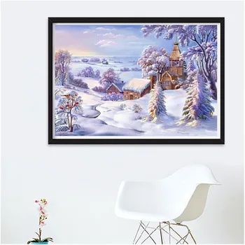 LaoJieYuan Modernus žiemos sniego peizažo nuotrauką dizaino 3d diamond tapyba visą gręžimo kaip dovanų deimantų siuvinėjimas