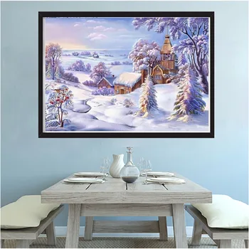 LaoJieYuan Modernus žiemos sniego peizažo nuotrauką dizaino 3d diamond tapyba visą gręžimo kaip dovanų deimantų siuvinėjimas