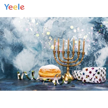 Yeele Laimingas Hanukkah Dovana Šviesos Dėmės Žvakės Fone Photophone Fotografijos Kūdikių Foto Studija Apdaila Individualų Dydį