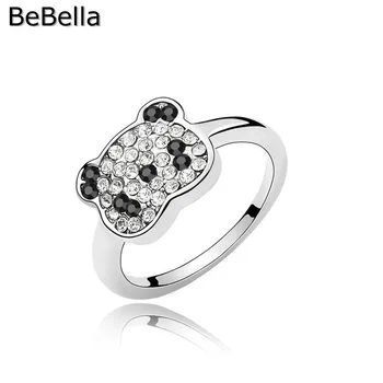 BeBella panda piršto žiedas pagamintas su čekijos kristalai, mergaitėms, vaikams, moterims, bižuterijos dovana