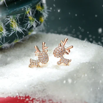 Mielas briedžių smeigės paprasta gyvūnų formos auskarai mergaitėms ir moterims Kalėdinės dovanos mados juvelyrika priedai