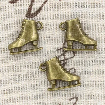 8pcs Pakabukai, riedučius ir slidinėjimo batai 21x18x6mm Antikvariniai bronzos, sidabro spalvos Karolius, 