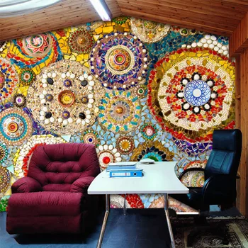 Foto Tapetai, 3D Stereo Mozaikos Plytelių, Plytų Modelis Freskomis Europos Stiliaus Gyvenamasis Kambarys su Sofa-lova, TV Foną Tapetai, Sienų Tapyba