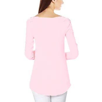 Drabužių moterų geriausiai parduodamų super didelis spalvų vientisos spalvos marškinėliai seksuali nėrinių šalto pečių atsitiktinis Slim moteriški marškinėliai
