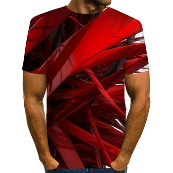 Juokinga 3D Žaibo marškinėliai Vyrams, Moterims Vasaros Mados Trumpas rankovės Harajuku Streatwear Geometrinis Psichodelinio 3D Atspausdintas Marškinėlius