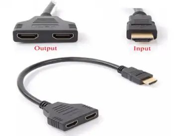 Splitter Cable 1080P HDMI Vyrų ir 2 Moterų Uosto, 1, 2 Out HDMI Splitter Kabelio Adapteris Keitiklis Xbox PS3 DVD grotuvai ir t. t V1