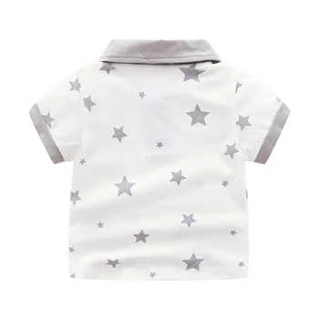 0-3y kūdikių marškinėliai turn-žemyn apykaklės medvilnės berniuko drabužių Camiseta de bebe trumpas rankovės mažai vaikų vasaros viršūnes