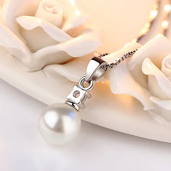 925 sterlingas sidabro mados crystal pearl ponios pakabukas kaklo papuošalai trumpas langelyje grandinės moterų moterims, dovana